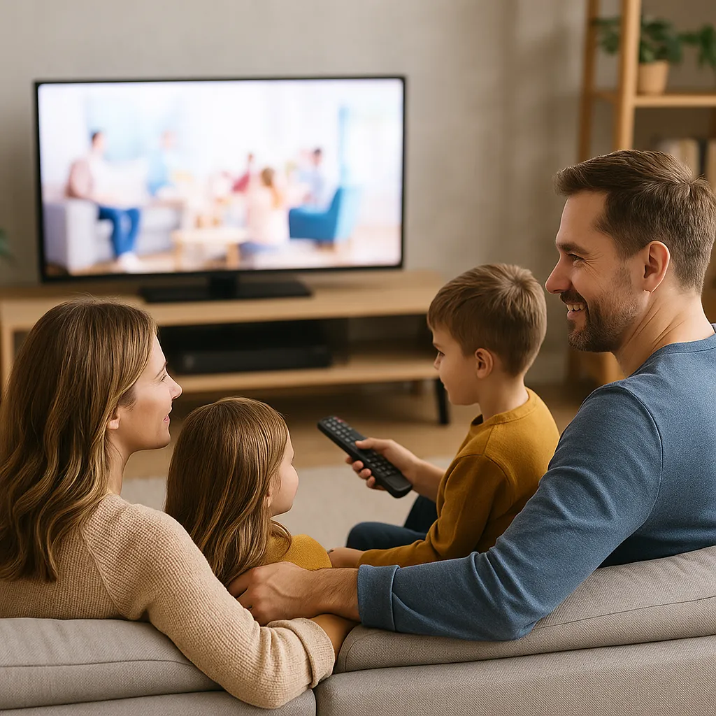 Rodzina oglądająca telewizję
